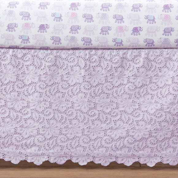 NWT Pottery Barn Baby Light Purple Lavender Eyelet Crib Skirt STELLA Crib Skirt - Picture 6 of 7